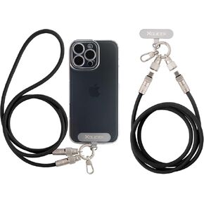 Wrist Phone Lanyard, Built-in USB C to USB C Cable, Type C 60W Fast Charging Cable, 1ft Anti-Theft Wrist Cell Phone Lanyard Compatible with Most Smartphones, Black