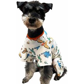 Dino Puppy Pajamas Dog Jumpsuit Dog Clothes, Cotton Pet Pajamas for Small Dogs Cats Kitten Soft Material Small Dogs Dog Onesie Dog Sweater Puppy Pjs Chihuahua Yorkie Onesie (Dino Pajamas, Small)