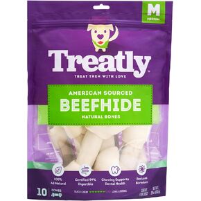 American Sourced Beefhide Bones 6-7" Dog Chew Treats - Natural Flavor, 10 Count/1 Pack
