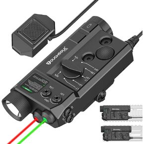 TOUGHSOUL Mlok and Picatinny Mounted Tactical Flashlight Green Laser Red Laser 3 in 1 Combo, 1200 Lumen Light with Remote Pressure Switch for Rifle