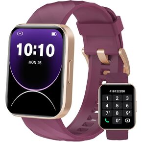 Smart Watch (Answer/Make Calls), 1.85" Smart Watches for Men Women Digital Watch Fitness Tracker with 100+ Sport Modes Heart Rate Monitor Watch for iOS Android Phones Waterproof Purple