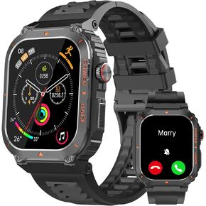 Military Smart Watches(Answer/Make Calls), 2.01'' Touch Screen Fitness Tracker with GPS,Map/Compass/Altitude/Air Pressure Blood Oxygen/Heart Rate/Sleep/Waterproof Compatible for Android iOS Men Women