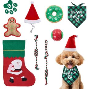 8 Pcs Christmas Dog Chew Toys: Dog Christmas Stocking Gifts - Washable Colored Cotton Rope Puppy Chew Interactive Toys Dog Tug of War Toy Rope Toy,Squeaky Plush Puppy Toy for Pets Small Medium Dogs