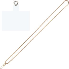 Cell Phone Lanyard, Gold Metal Chain Lanyard with Lanyard Patch Phone Crossbody Strap Neck Cross Body Phone Lanyard Cellphone Wrist Strap Anti-lost Phone Chain Accessories for Woman Most Phones