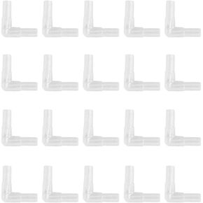 lasenersm 20 Pieces Aquarium Air Valve Connector Aquarium Air Tube Connector Plastic Elbow Connector L-Shaped Tubing Connector for Fish Tank 4mm Airline Tube, Transparent