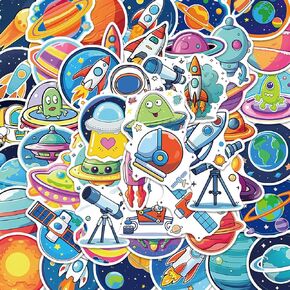 60 Pcs Rocket Stickers for Kids Teens Boys Girls, Cartoon Space Rocket Aerocraft Vinyl Decals for Laptops Computer, Gxizlba Space Aircraft Decoration DIY Scrapbook Luggage Wall Graffiti Sticker