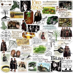 Lord of The Rings Hobbit Lifestyle 50ct Vinyl Large Deluxe Stickers Variety Pack - Laptop, Water Bottle, Scrapbooking, Tablet, Skateboard, Indoor/Outdoor