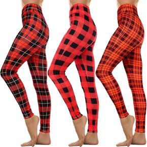 3 Pcs Women's Christmas Leggings High Waisted Yoga Pants Snowflake Reindeer Print Legging Tights