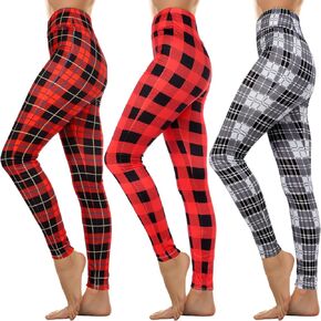 3 Pcs Women's Christmas Leggings High Waisted Yoga Pants Snowflake Reindeer Print Legging Tights