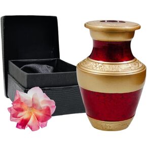 Stone Finish Cremation Urns for Human Ashes, Decorative Urns, Small Keepsake Urns, Handcrafted Small Funeral Urns, Red