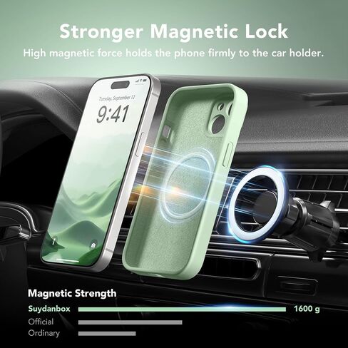 Magnetic for iPhone 15 Case, Compatible with MagSafe, [2 Screen Protector + Full Camera Protection], Silicone Shockproof Anti-Scratch Protective Phone Case for iPhone 15 6.1", Matcha in Saudi Arabia