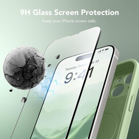 Magnetic for iPhone 15 Case, Compatible with MagSafe, [2 Screen Protector + Full Camera Protection], Silicone Shockproof Anti-Scratch Protective Phone Case for iPhone 15 6.1", Matcha in Saudi Arabia