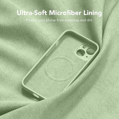 Magnetic for iPhone 15 Case, Compatible with MagSafe, [2 Screen Protector + Full Camera Protection], Silicone Shockproof Anti-Scratch Protective Phone Case for iPhone 15 6.1", Matcha in Saudi Arabia