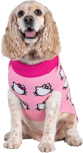 Hello Kitty and Friends Hello Kitty Dog Sweater - Pink Knit Fabric Pet Sweater with Character Design - Officially Licensed Sanrio Product from Jazwares in Saudi Arabia