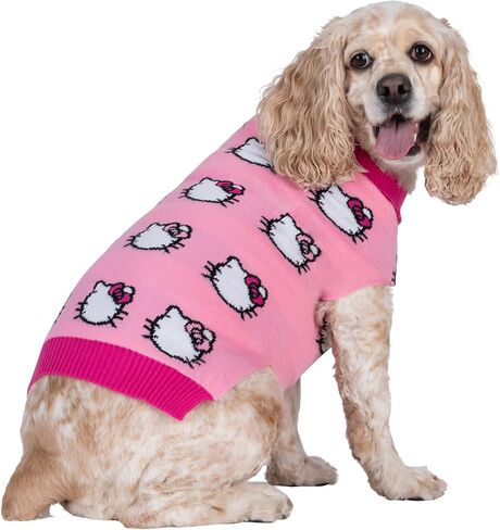 Hello Kitty and Friends Hello Kitty Dog Sweater - Pink Knit Fabric Pet Sweater with Character Design - Officially Licensed Sanrio Product from Jazwares in Saudi Arabia