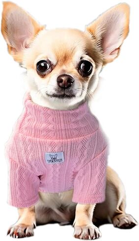 YQYS Dog Turtleneck Sweaters Pullover Sweater for Small Dogs and Kitten Thick Warm Cute Cat Sweater Teacup Dog Clothing Puppy Clothes Ropa para Perro Pink Small in Saudi Arabia