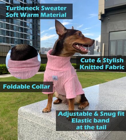 YQYS Dog Turtleneck Sweaters Pullover Sweater for Small Dogs and Kitten Thick Warm Cute Cat Sweater Teacup Dog Clothing Puppy Clothes Ropa para Perro Pink Small in Saudi Arabia