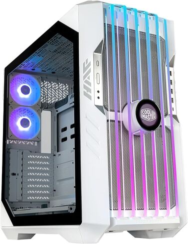 حافظة كمبيوتر Cooler Master HAF 700 EVO White E-ATX عالية تدفق الهواء، شاشة IRIS LCD، شفرات TG Edge Lit، 360 مم | 480 مم AIO، مراوح Sickleflow مزدوجة 200 مم، متوافقة مع RX 7900 XTX|RTX 4090، زجاج مقسى، USB من النوع C، DIY in Kuwait