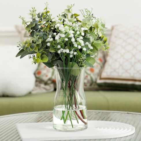 Fake Flowers with Vase, Silk Roses Artificial Flowers in Vase, Faux Flowers with Glass Vase for Coffee Table Decor, Living Room Bathroom Plant Decor, Centerpiece Table Decorations in Saudi Arabia