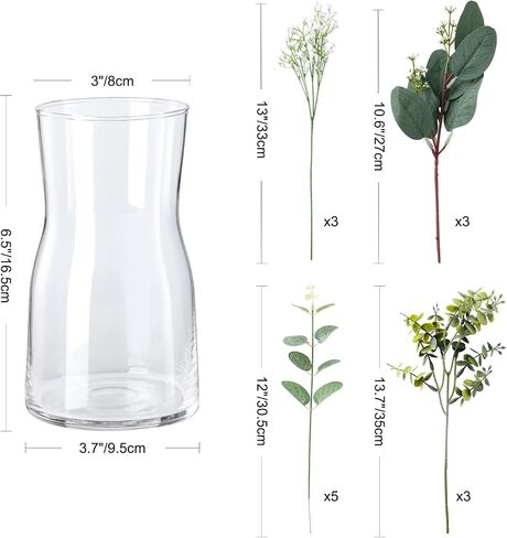 Fake Flowers with Vase, Silk Roses Artificial Flowers in Vase, Faux Flowers with Glass Vase for Coffee Table Decor, Living Room Bathroom Plant Decor, Centerpiece Table Decorations in Saudi Arabia