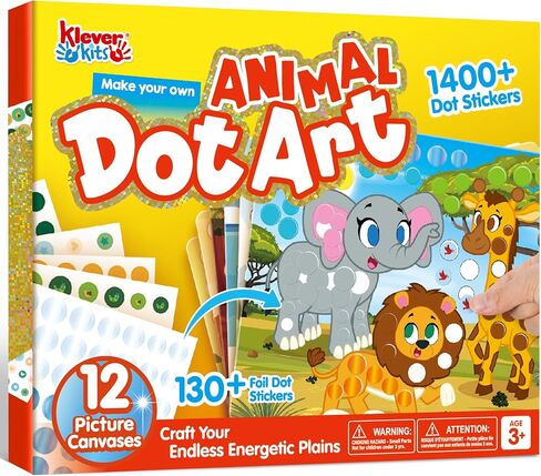 Klever Kits Dot Art Kit for Kids, No Mess Sticker for Toddlers 3-7, Craft Kits, DIY Creative Activity, Travel Toy, Birthday Christmas Gifts for Boys Girls (Dinosaur) in Kuwait