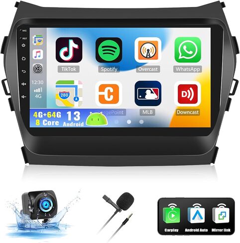 UNITOPSCI 4G+64G Android 13 Car Stereo for Hyundai Santa Fe IX45 Radio 2013-2017 Wireless CarPlay Android Auto GPS Navigation 9 Inch Touch Screen Bluetooth 5.0 32-Band DSP MirrorLink + Camera Mic in Saudi Arabia
