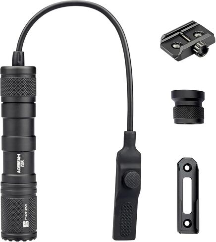 ACEBEAM G15 1800 لومن عالي قابل لإعادة الشحن مثبت على سكة Picatinny ومثبت على Mlok (غير متضمن) ضوء سلاح، رأس 1 بوصة فقط، مسافة شعاع 426 ياردة مصباح يدوي تكتيكي مع مفتاح ضغط عن بعد in Kuwait