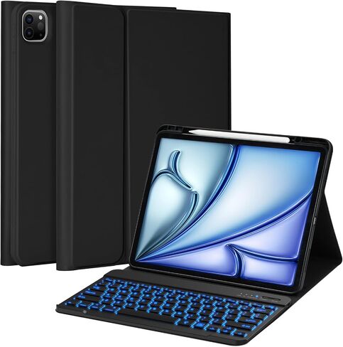 BQSS Keyboard Case for iPad Pro 13 Inch (M4) 2024 Case with Keyboard for iPad Pro 13" M4 Case with Wireless Detachable Backlit Keyboard for iPad Pro Keyboard Case with Pencil Holder Black in Saudi Arabia