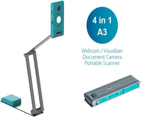 كاميرا ويب IRIScan Visualizer Webcam Document Camera v7:4K UltraHD-13MP، 4in1، Free Readiris PDF OCR، متخيل، ماسح ضوئي A3، ماسح ضوئي محمول، مؤتمرات الويب، التعلم عن بعد، AI Micro، Led، USB، WinMac in Kuwait