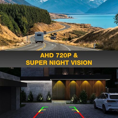 AHD 720P Backup Camera, Metal Housing 170°Wide View Angle Rear/Side/Front View Camera for Car, HD Clear Night Vision IP69 Waterproof Reverse Camera for Vehicle SUV RV Pickup, 18.5mm, 12V/24V, Black in Kuwait