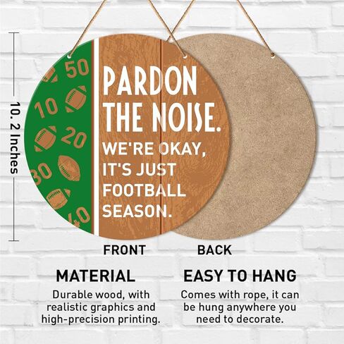 Football Signs Wall Decor, Football Hanging Sign Decor Farmhouse Sport Wall Decorations Wood Sign for Home, Boys Room, Door, Gift for Men Boy Football Player Lover Fans, We're Classy Until Kickoff in Kuwait