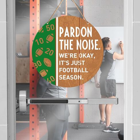 Football Signs Wall Decor, Football Hanging Sign Decor Farmhouse Sport Wall Decorations Wood Sign for Home, Boys Room, Door, Gift for Men Boy Football Player Lover Fans, We're Classy Until Kickoff in Kuwait