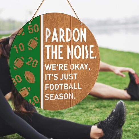 Football Signs Wall Decor, Football Hanging Sign Decor Farmhouse Sport Wall Decorations Wood Sign for Home, Boys Room, Door, Gift for Men Boy Football Player Lover Fans, We're Classy Until Kickoff in Kuwait