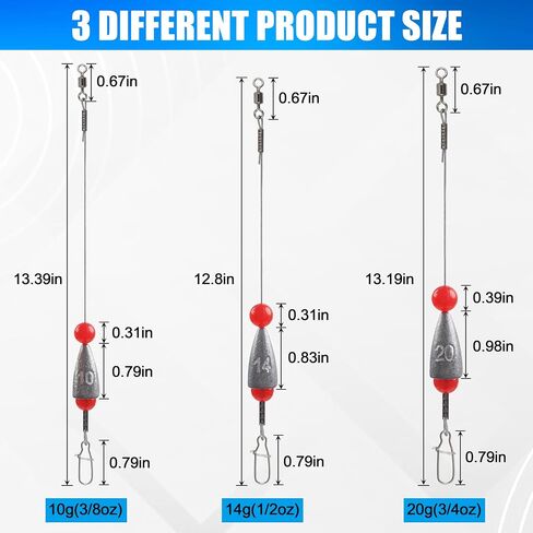 Carolina Rigs for Bass Fishing,5/10pcs Pre Rigged Carolina Ready Rigs Steel Fishing Leaders with Bullet Fishing Weights Beads Free Rig Saltwater Bottom Fishing Rig Kit 3/8oz 1/2oz 3/4oz in Kuwait