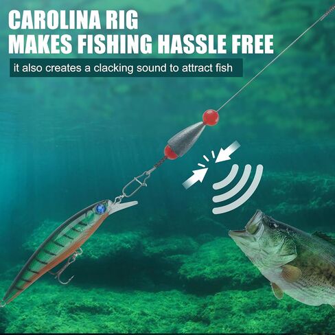 Carolina Rigs for Bass Fishing,5/10pcs Pre Rigged Carolina Ready Rigs Steel Fishing Leaders with Bullet Fishing Weights Beads Free Rig Saltwater Bottom Fishing Rig Kit 3/8oz 1/2oz 3/4oz in Kuwait