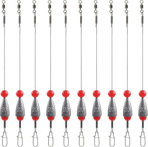 Carolina Rigs for Bass Fishing,5/10pcs Pre Rigged Carolina Ready Rigs Steel Fishing Leaders with Bullet Fishing Weights Beads Free Rig Saltwater Bottom Fishing Rig Kit 3/8oz 1/2oz 3/4oz in Kuwait