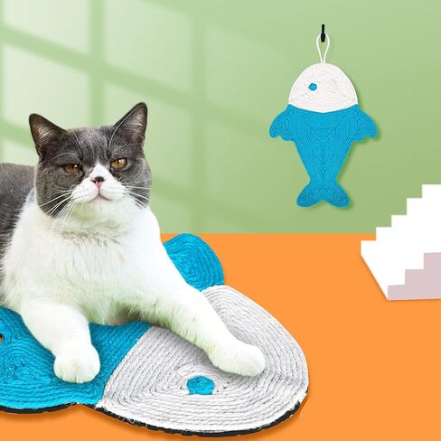 Cat Scratcher Pad Natural Sisal Cat Scratcher Mat Cat Floor Scratching Pad Rug Grinding Claws Cute Hanging Mat Cat Sleeping Pad Protecting Furniture Carpets for Indoor Cats in Kuwait