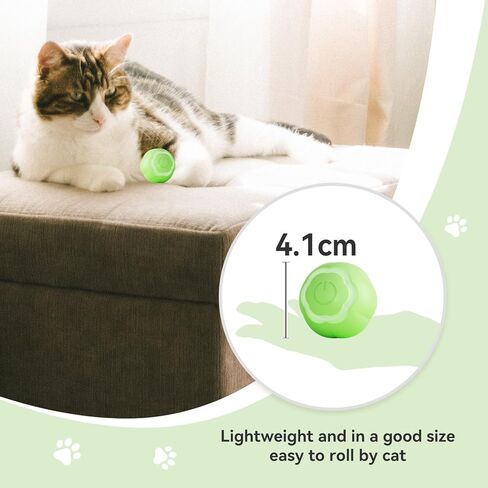 Enjoying Self Rolling Ball Cat Toy, Green, Wloom Cat Ball 2.0, USB Rechargeable, Smart Cat Toy Powerball with LED Colorful Lights, Automatic Pet Ball Funny Cat Toy in Kuwait