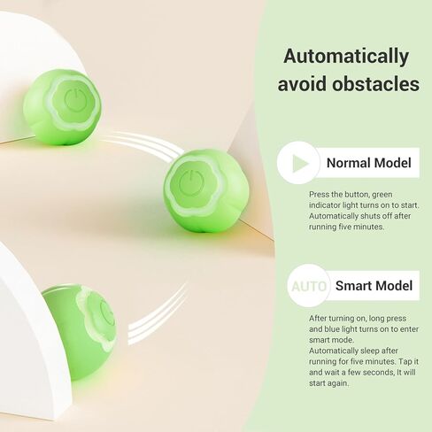Enjoying Self Rolling Ball Cat Toy, Green, Wloom Cat Ball 2.0, USB Rechargeable, Smart Cat Toy Powerball with LED Colorful Lights, Automatic Pet Ball Funny Cat Toy in Kuwait
