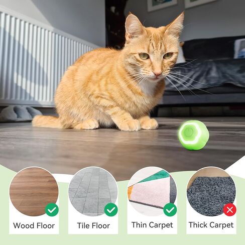 Enjoying Self Rolling Ball Cat Toy, Green, Wloom Cat Ball 2.0, USB Rechargeable, Smart Cat Toy Powerball with LED Colorful Lights, Automatic Pet Ball Funny Cat Toy in Kuwait