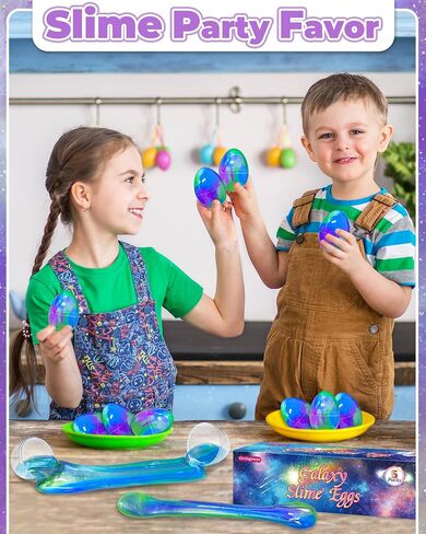 Greingways 5 Pack Prefilled Easter Eggs Galaxy Slime Toys, Easter Egg Fillers Silly Putty, Stress Relief Christmas Stocking Stuffers Gifts Party Favors for Teens Kids Boys Girls Toddlers in Kuwait