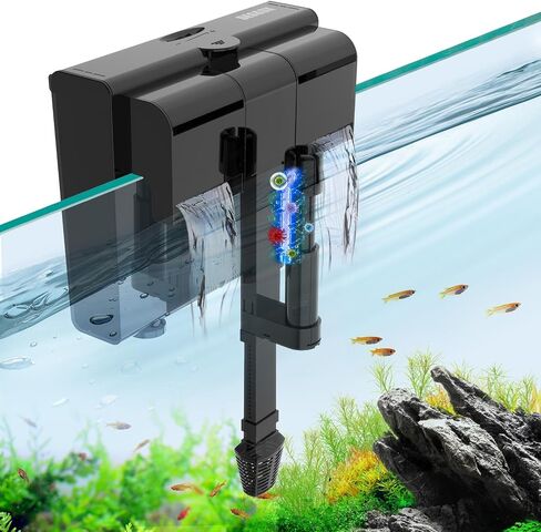 Aquarium Filter for 20-45 Gallon Tank,Hang On Back Aquarium Filter Quiet Powerful Pump 170GPH for Aquarium Turtle Tank Surface Skimmer Equipment in Saudi Arabia