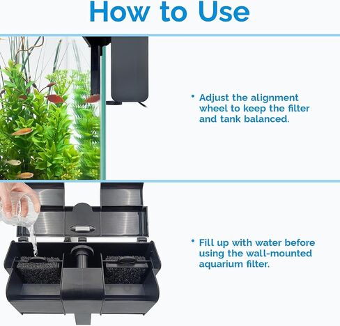 Aquarium Filter for 20-45 Gallon Tank,Hang On Back Aquarium Filter Quiet Powerful Pump 170GPH for Aquarium Turtle Tank Surface Skimmer Equipment in Saudi Arabia