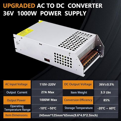 DC 36V 27A 1000W Power Supply AC to DC Converter 110V to 36V Power Adapter 36V Transformer Designed for LED Light Car Stereo Automotive Electronics Industrial Equipment (36V-27A-1000W, 36V) in Kuwait