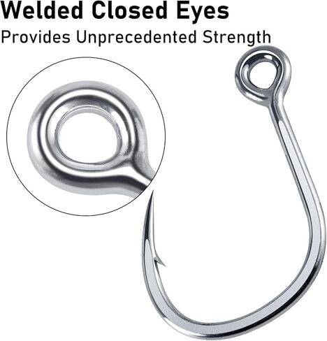 Dr.Fish 10 Pack Inline Single Hooks Welded Replacement Fishing Hooks for Hard Lures Circle Hooks Saltwater Fishing Tackle #4-#9/0 in Kuwait