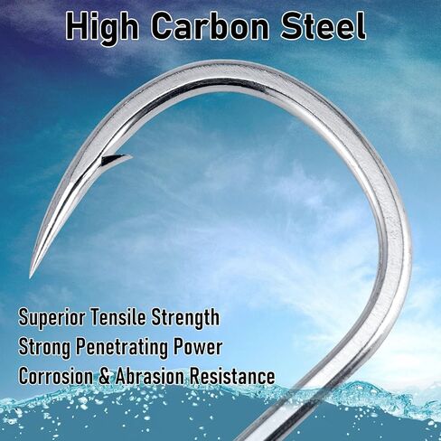 Dr.Fish 10 Pack Inline Single Hooks Welded Replacement Fishing Hooks for Hard Lures Circle Hooks Saltwater Fishing Tackle #4-#9/0 in Kuwait