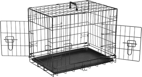 DUMOS Dog Crate, 24 Inch Small Double Door Dog Cage with Divider Panel and Plastic Leak-Proof Pan Tray, Folding Metal Wire Pet Kennel for Indoor, Outdoor, Travel in Saudi Arabia