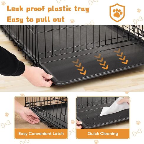 DUMOS Dog Crate, 24 Inch Small Double Door Dog Cage with Divider Panel and Plastic Leak-Proof Pan Tray, Folding Metal Wire Pet Kennel for Indoor, Outdoor, Travel in Saudi Arabia
