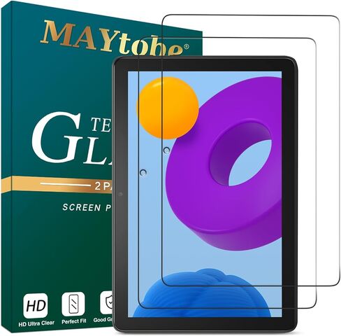 MAYtobe [واقي شاشة مكون من قطعتين لـ Fire HD 10 2021 / Fire HD 10 Plus 2023 (10.1 بوصة) زجاج مقسى، بدون فقاعات، مقاوم للخدش، سهل التركيب in Kuwait