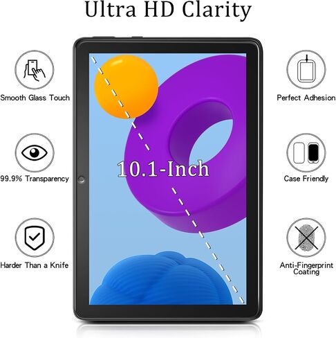 MAYtobe [واقي شاشة مكون من قطعتين لـ Fire HD 10 2021 / Fire HD 10 Plus 2023 (10.1 بوصة) زجاج مقسى، بدون فقاعات، مقاوم للخدش، سهل التركيب in Kuwait
